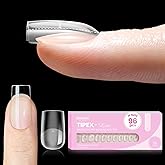Beetles Tipex Lite Pre-Built Apex Nail Tips, Square Short, 16 Sizes | 00-14, Flat-Nail Friendly Acrylic Tips for Natural Nail Beds, Easy for Beginner DIY