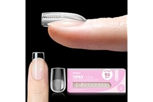 BEETLES GEL POLISH Beetles Tipex Lite Pre-Built Apex Nail Tips, Square Short, 16 Sizes 96pcs, Flat-Nail Friendly Acrylic Tips for Natural Nail Beds, Easy for Beginner DIY