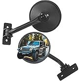 JOYTUTUS Upgraded Round Wrangler Mirrors Doors Off Compatible with Wrangler JK TJ 1997-2018, No Vibrate & Wobble Side Mirrors for Doors Off Driving, Easy-Install
