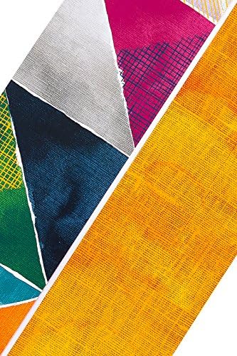 Renewing Minds Color Me Brilliant Wide Double-Sided Border Trim, Triangles and Orange Linen, Pack of Twelve 38 inch Strips