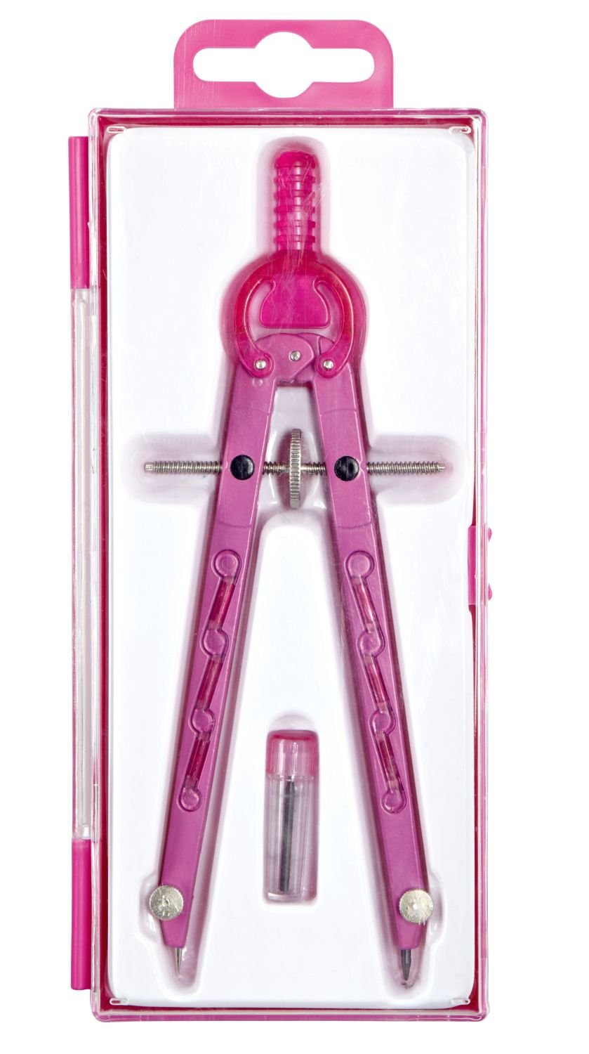 Alco-Albert 1355 Geometry Compass with Toothed Wheel, Length 165 mm, Pink