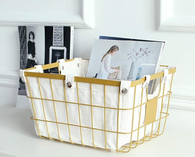 MAALYWD Cestas de almacenamiento de hierro forjado dorado cestas de