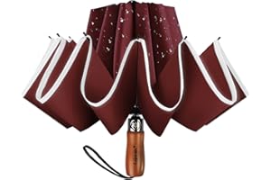 Lejorain Golf Large Inverted Umbrella - Black Big Windproof Heavy Duty Upside Down 54in Compact Car Automatic Folding Reflective Umbrella