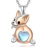AENEAS Valentines Day Gifts for Women Dog Necklace for Women 925 Sterling Silver Blue Moonstone Pendant Necklace Dog Jewelry Gifts for Women Wife Her
