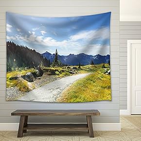 Picturesque Mountain Landscape on Sunny Day in Summer Time. Good for Natural Background. - Fabric Wall Tapestry Home Decor - 51x60 inches