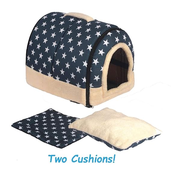 ANPI 2 in 1 Dog House Cat Igloo, Foldable Machine Washable Cat Bed Cave