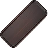 JOIKIT 14 x 5.9 Inch Walnut Wooden Rectangle Tray, Bathroom Tray Platter Solid Wood Decorative Serving Trays Plate for Cookie, Bread, Cheese, Coffee, Tea