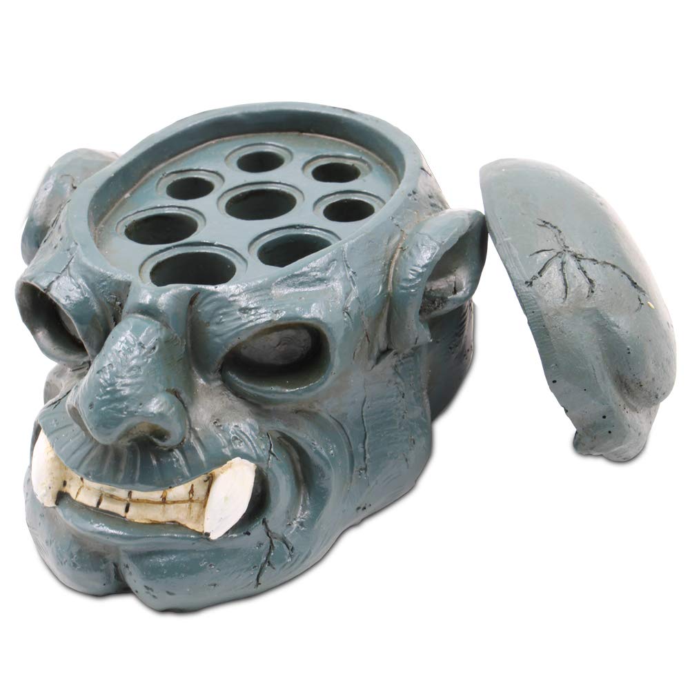 Romlon Tattoo Ink Cup Holder, 8-Hole Hard Resin Skull Head Holder Tattoo Pigment Ink Cap Holder Stand for Permanent Makeup Tool Tattoo Accessories Tattoo Kit Tattoo Supplies