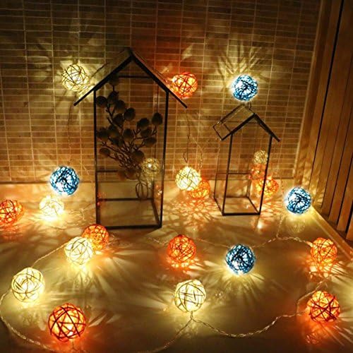 Celebrate Independence Day，Handmade 20 rattan ball lights natural Rattan balls Garden Light Party Wedding Lights for Patio, Wedding, Garden，Bedroom and Party