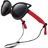 RIVBOS Kids (Age 3-8) Sunglasses for Girls Boys with Strap Polarized UV Protection Flexible Rubber Shades RBK002
