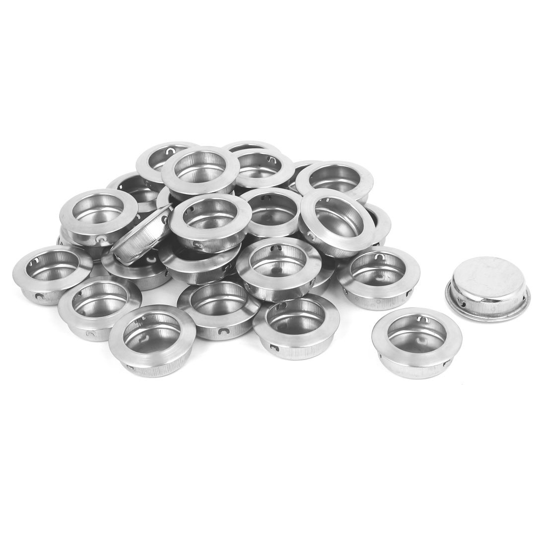 Sourcingmap 35mm Diameter Drawer 304 Stainless Steel Recessed Round Flush Pull Handle 40mm x 13mm 30pcs