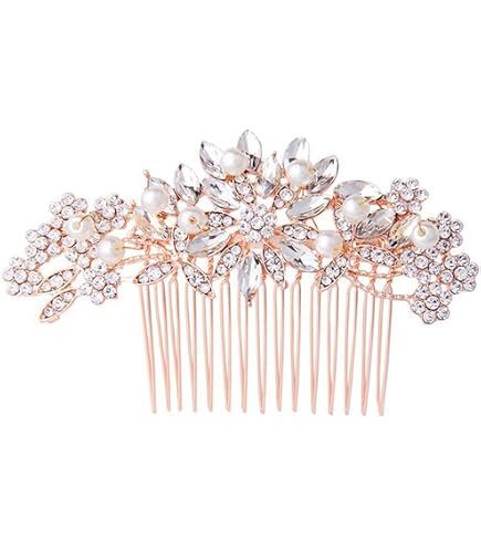 Amazon.com : Mariell Rose Gold Crystal Vine Bridal Hair Comb 