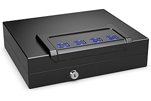 Goplus Gun Safe for 2 Pistols, Handgun Safe with Password & Backup Keys for Quick Access, Auto Open Lid& LED Lights, Pistols 
