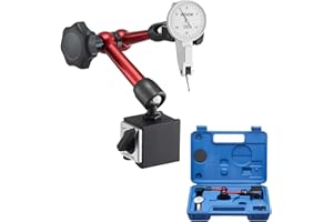 VEVOR Dial Test Indicator with Universal Magnetic Base and Storage Case, 0.0005 inch Accuracy, 0-0.03 inch Range, Micro Ball Handle for Narrow Area Measurement, Industrial Machining & Inspection