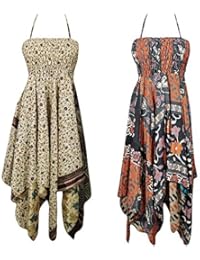 Lot Of 2 Aurora Womens Halter Dress Handkerchief Hem Two Layer Beach Dresses S/M