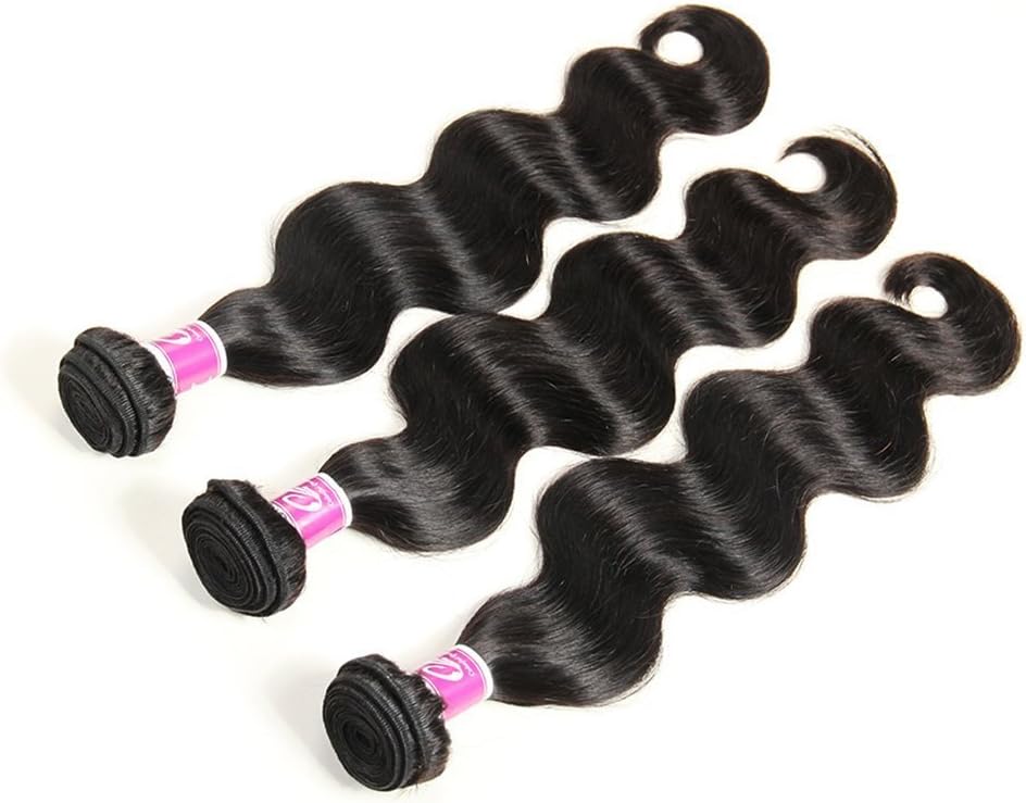 Colorful Queen Brazilian Virgin Hair Body Wave 3 Bundles Remy Human Hair Extensions 100% Unprocessed Brazilian Hair Weave Bundles for Women Natural Black Color 8 8 8 inch