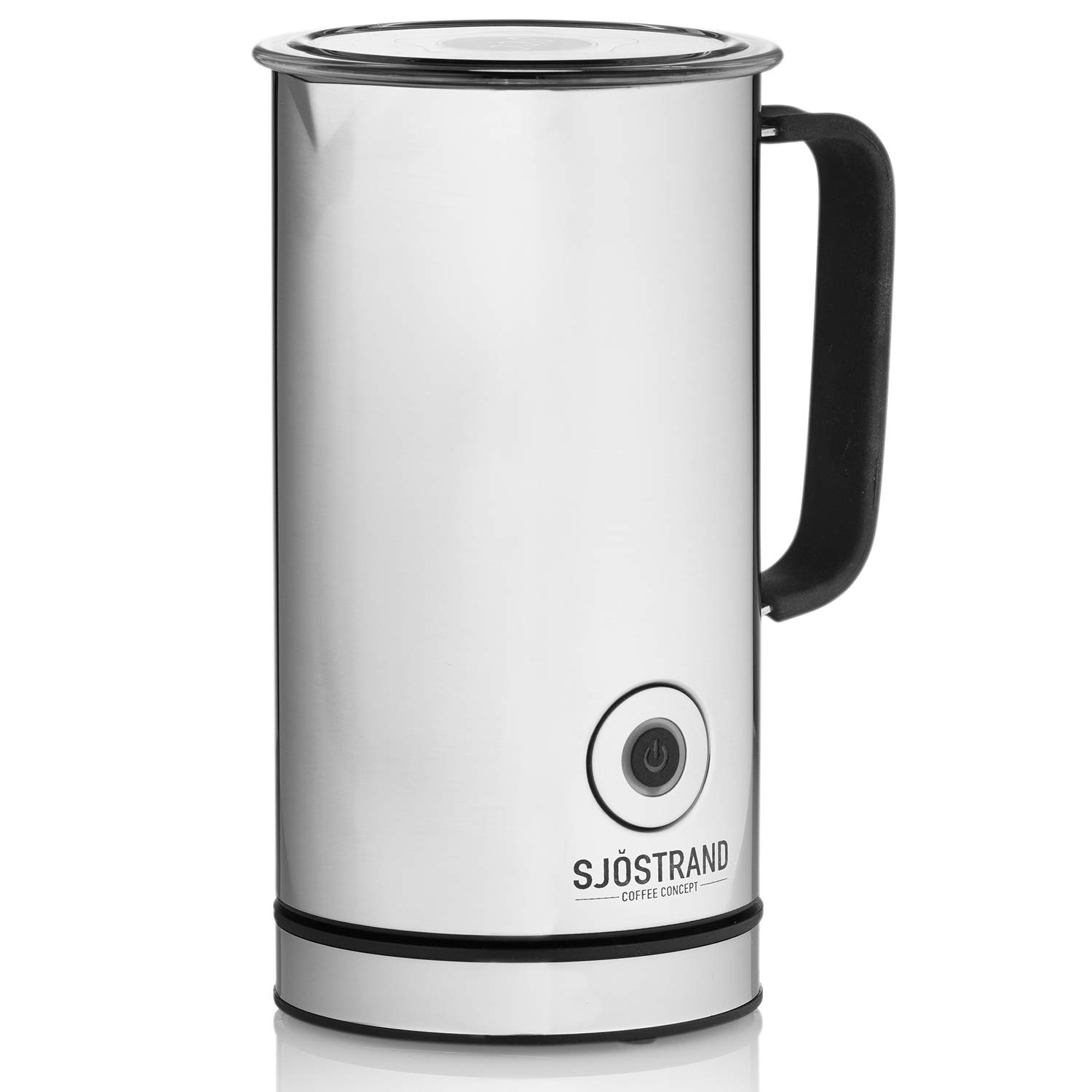 Sjöstrand Electric Milk Frother, Hot Chocolate Maker, Velvetiser with Double-Walled Stainless Steel Casing, Milk Frother Jug Ideal for Hot and Cold Milk, Easy-Clean Non-Stick Coating