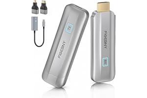 FIGEBNY Upgraded Wireless HDMI Transmitter and Receiver 4K Decode 1080P Output 2.4G/5G Plug&Play Portable Extender, 100FT Full HD Display Adapter for TV/Streaming Media Video/Laptop/Projector/Monitor Silver