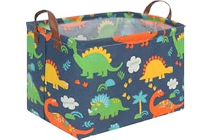 FXOCSHE FXOLCSHE Easter Dinosaur Basket for Boys,Nursery Hamper,Waterproof folding laundry basket,Easter Gift Basket Empty,Baby Laundry Hamper,Dinosaur Room decor(Forest Dinosaurs)