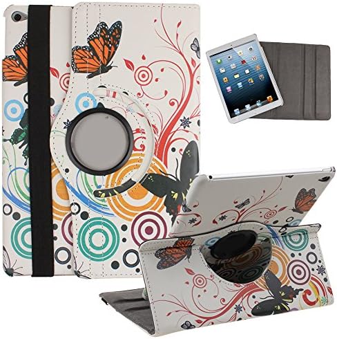 Case For iPad Air 2/iPad 6,Cover for iPad Air 2,Leather Flip Case for iPad 6,UZZO™Beautiful Rose Flowers Statue of liberty US Flag UK Flag Butterfly Paint Pattern 360 Degree Rotating Protective Flip Folio PU Leather Case Carrying Cover with Elastic Hand Strap Multi-Angle View Stand For iPad Air 2 iPad 6 (iPad 6) 9.7 Inch Tablet With 1Free Keyring