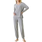 Latuza Women's Viscose Long Sleeves Top Jogger Pants Pajamas Set