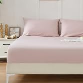 Homiest Dusty Pink Cotton Fitted Sheet &amp; Pillowcase Set, Queen 400TC | 15 Inch Deep Pocket, Soft And Smooth Feel, All-Season Breathability, Envelope Closure, Sturdy Stitching, Machine Wash Cold