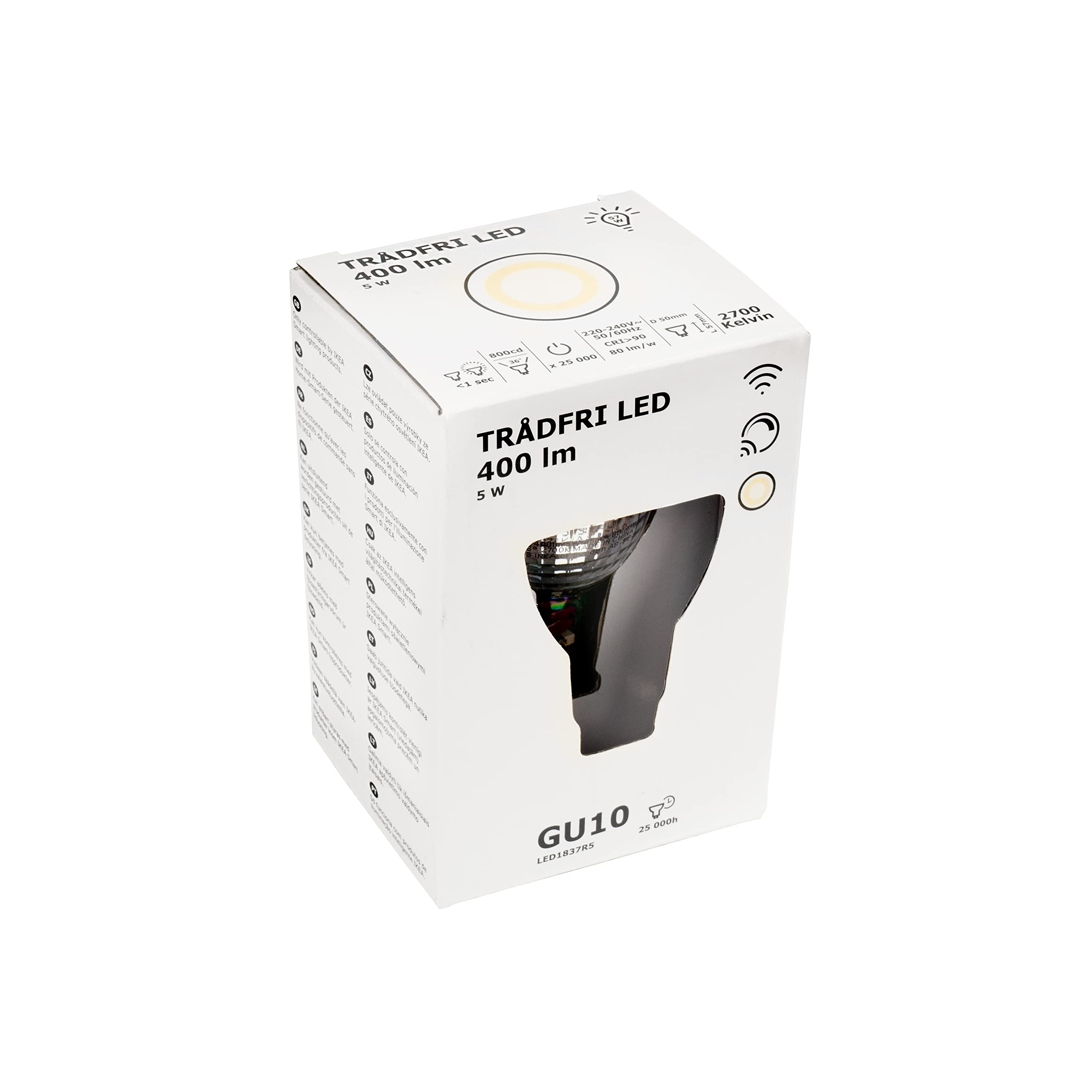 Ikea TRADFRI (Zigbee) GU10 400 Lumen Dimmable Smart LED Bulb (2700K), 604.200.41