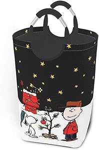 KSHGZH Laundry Basket Collapsible Laundry Hamper - Snoopy and Charlie Brown Christmas Clothes Bag Storage Basket, Folding Washing Bin 50l