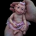 MYREBABY 7" Micro Preemie Full Body Silicone Monkey Baby Doll Lux Lifelike Mini Reborn Doll Surprice Children Anti-Stress, Feel Real