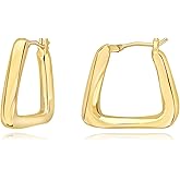 Surrounded Forest Square Hoop Earrings 18K Gold Plated Square Earrings For Women