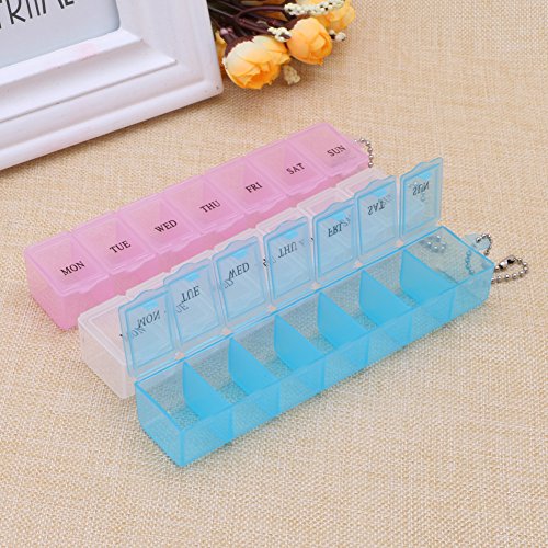 BYNNIX 7 Day Transparent Storage Box Jewelry Ornament Drug Compartment Display Case - Thumbnail 4