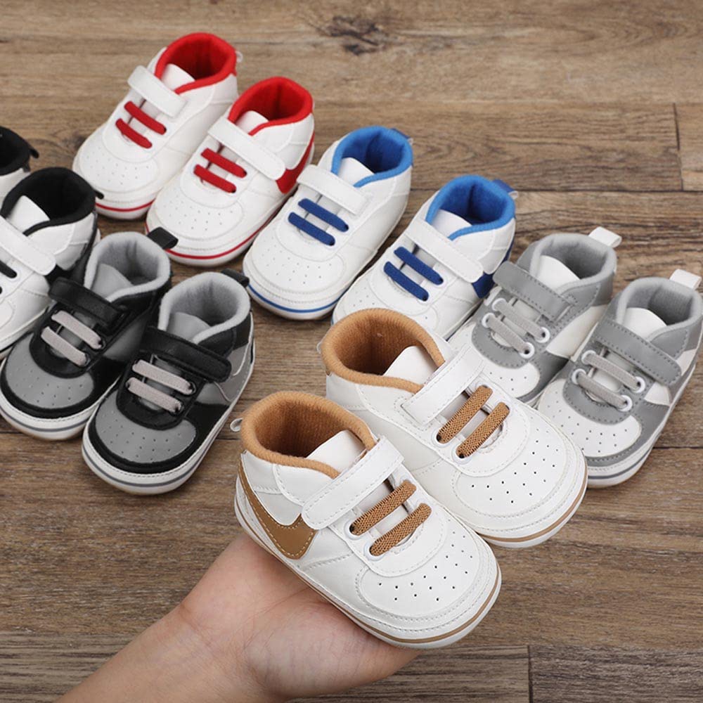 Clowora Unsex Baby Shoes Boys Girls Infant Sneakers Non-Slip Soft Rubber Sole Toddler Crib First Walker Lightweight Shoes