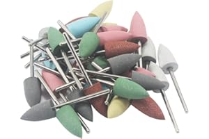 Luo ke 35 Pcs 10mm Bullet Shape Rubber Polishing Bits, 3/32'' Shank Silicone Rubber Polishing Kits Grinding Points for Jewelry, Jade, Metal, Etc