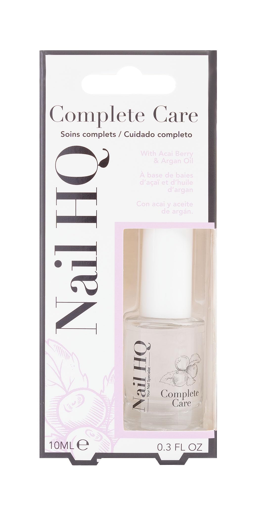 Nail HQ All-in-One Complete Care Nail Strengthener & Treatment (10ml) | Base & Top Coat with Argan Oil, Açaí Berry & Vitamin E | Vegan & Cruelty-Free