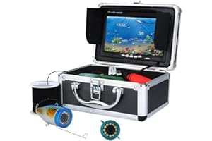 Dosilkc Underwater Fishing Camera with LCD Monitor, HD Portable Fish Finder Camera, Adjustable LED White Lamp Lights Underwater Camera for Lake, Boat, Ice Fishig