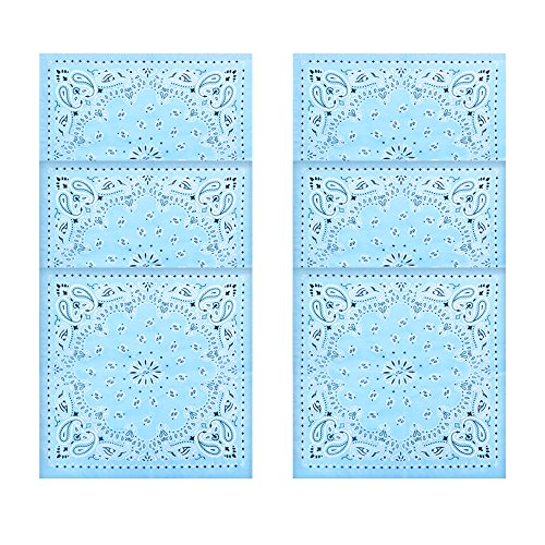 6 Pack Cotton Bandana Wreath Bandanas,Light Blue