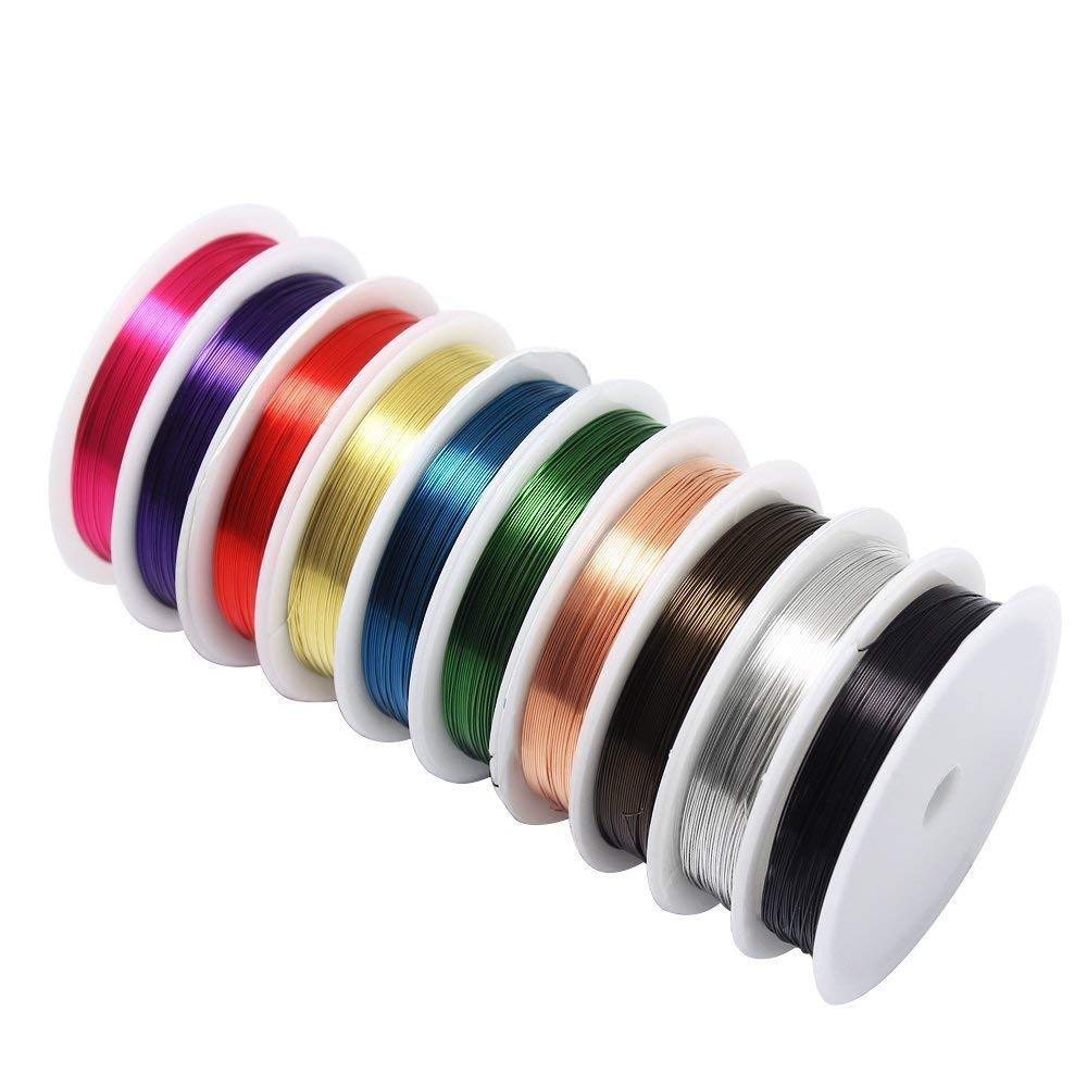 byou Soft Tarnish Resistant Copper Wire Bare, 10 Pieces 0.3 mm Mixed Colors, Polished Finish for Jewelry Making and Craft (VARUN)