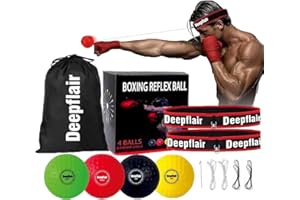 Deepflair 4pcs Boxing Reflex Balls Set Adjustable Headband Boxing Accessories for Quick Reflexes Improve Speed and Hand-Eye Coordination