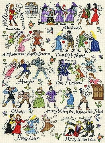 Bothy Threads Cross Stitch Kit - Shakespeare, Multicolored, 28 x 38 cm