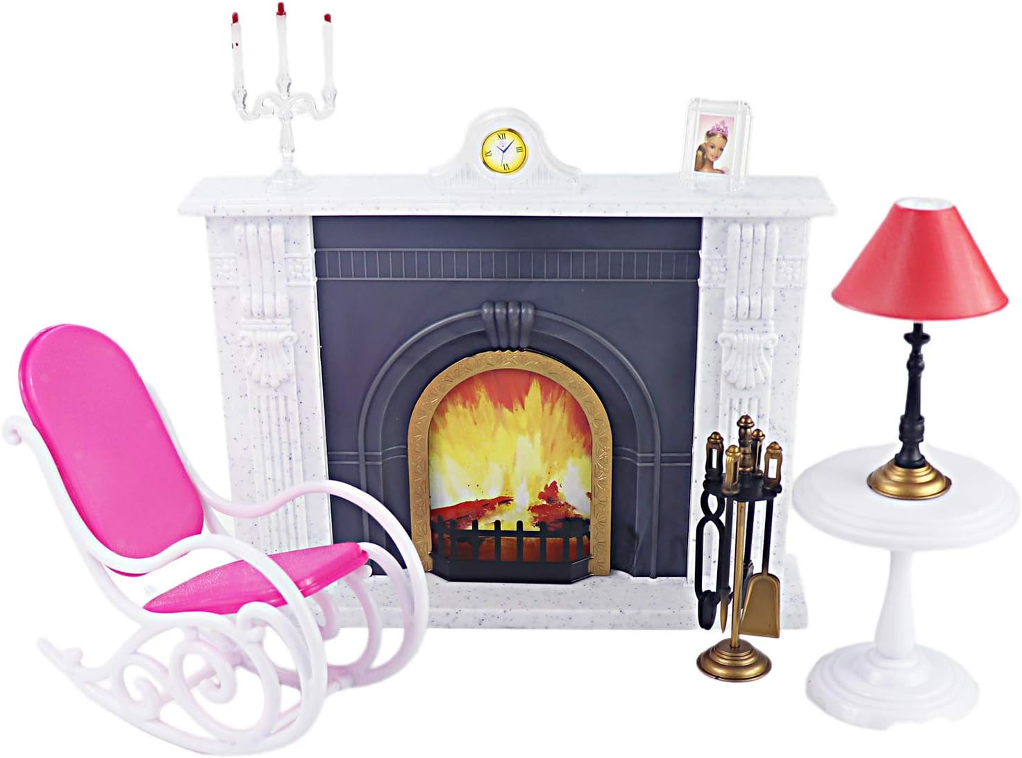 LANUCN 1/6 Doll Fireplace Set , Miniature Living Room Furniture