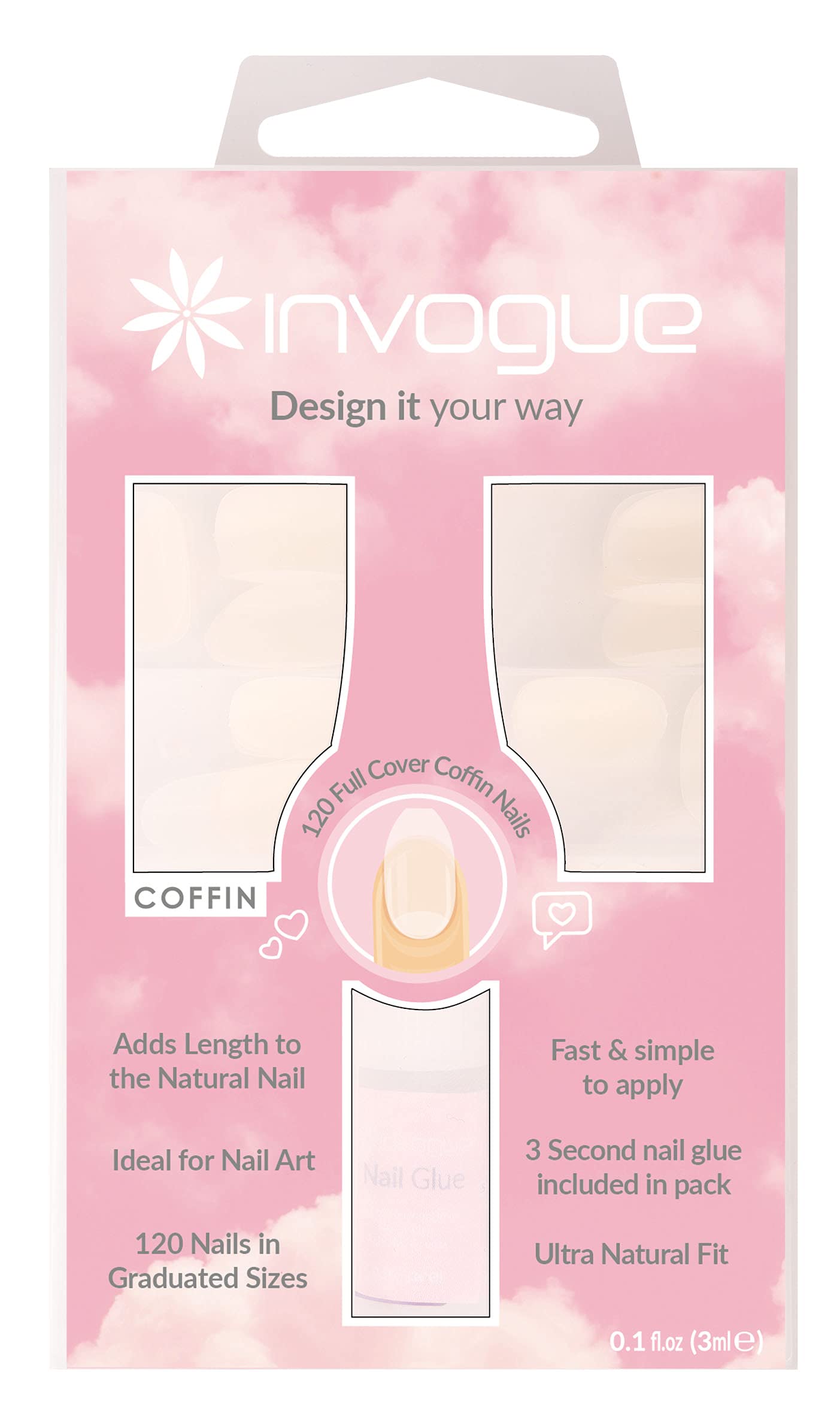 Invogue Full Cover Coffin Nails - 120 Pieces