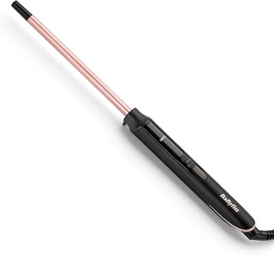 Tenacilla de 10 mm - Rizador con barril de cerámica con cuarzo, Rizador de peklo con 10 ajustes de temperatura, Rizos definidos, Afro, Compacto, Rosa y Negro, C449E