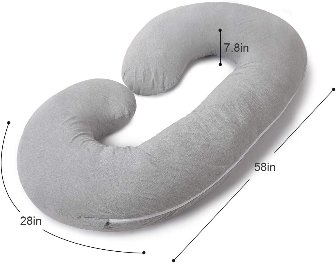 INSEN Pregnancy Pillow, Maternity Body Pillow for Pregnant Women,C Shaped Pillow with Jersey Body Pillow Cover: Home & Kitchen