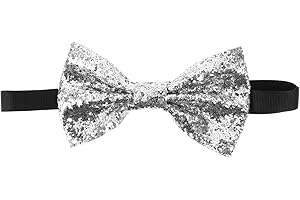 DIKACA Adjustable Silver Glitter Pre-tied Bow Tie for Men and Boys Formal Wedding Party Accessory with