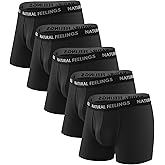 Natural Feelings Mens Underwear Bamboo Viscose Boxer Briefs Comfy Breathable Underwear for Men with Open Fly 5-Pack