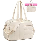 CAMTOP Gym Bag for Women with Yoga Mat Holder, Small Duffle Bag 16 Inches Personal Item Travel Bag with Muiti-Pockets Lightweight Carry on Water Resistant, Beige