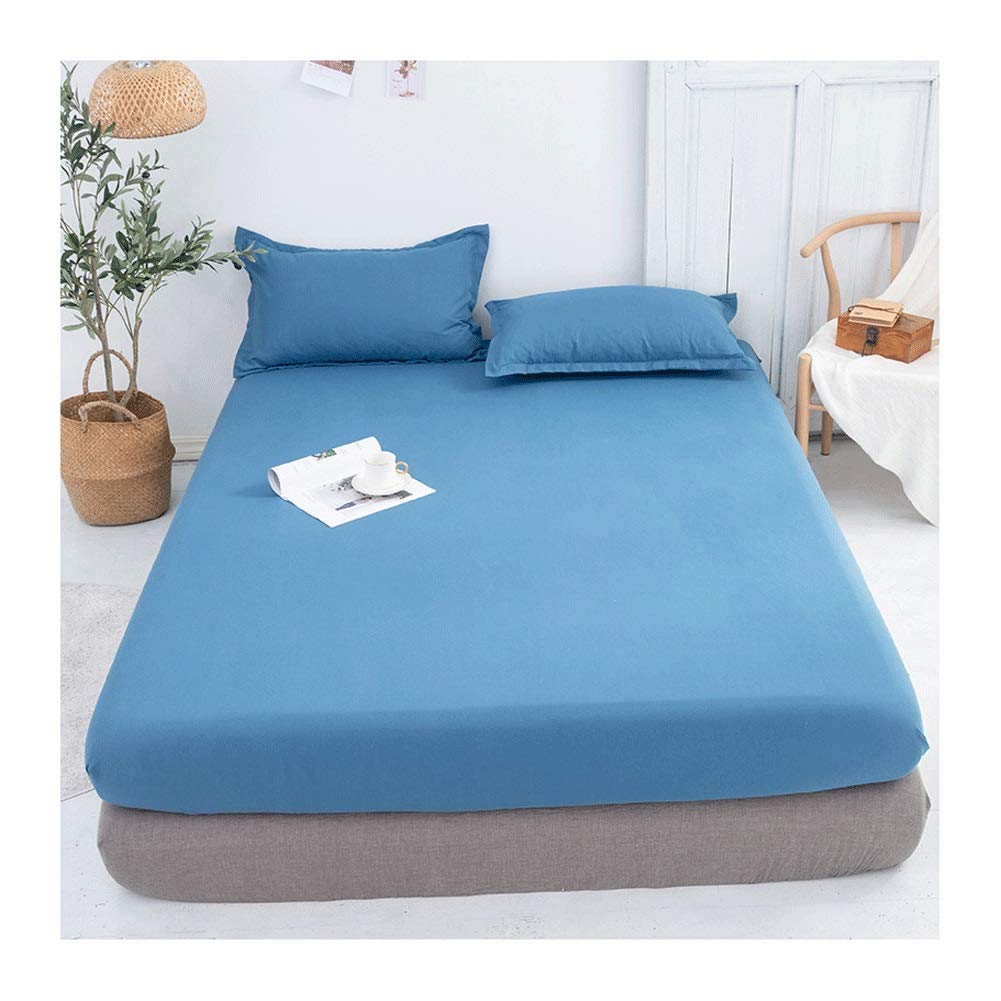 MZP Queen Fitted Sheet Only Soft Polyester Microfibre Adults king Fitted Bottom Sheet Fits Up 0-20cm Deep Mattress Bed Sheets Fade Resistant (Color : Blue, Size : Queen)