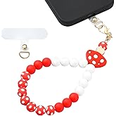 BEEFLYING Silicone Beaded Phone Wrist Strap, Cellphone Lanyard with Tether Tab, Elastic Hands-Free Wristlet Bracelet for Women, Mixed Colors 8