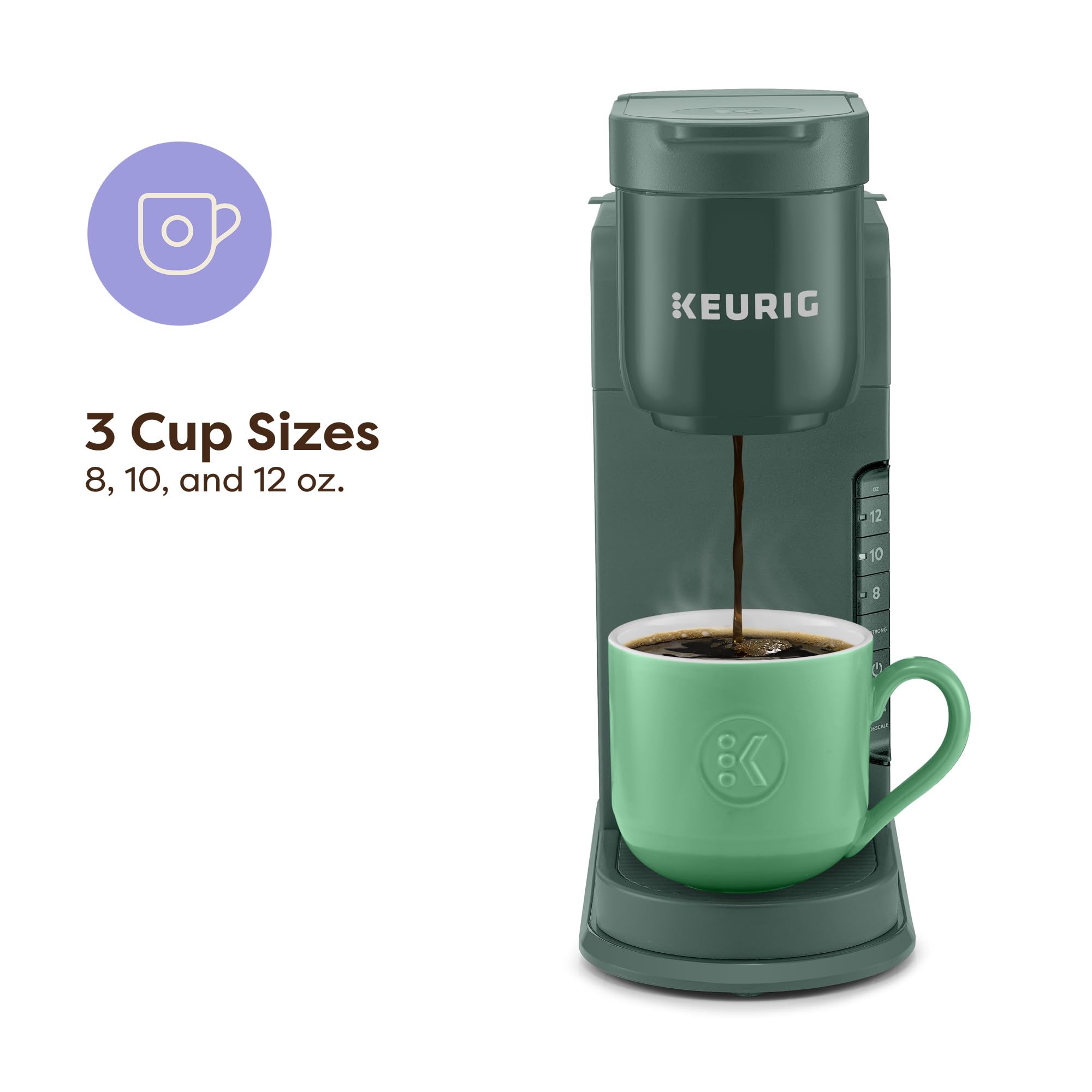 Keurig K-Express Cafetera de cápsulas K-Cup de una sola porción, 3 tamaños de preparación, función de botón fuerte, depósito extraíble de 42 oz, Evergreen