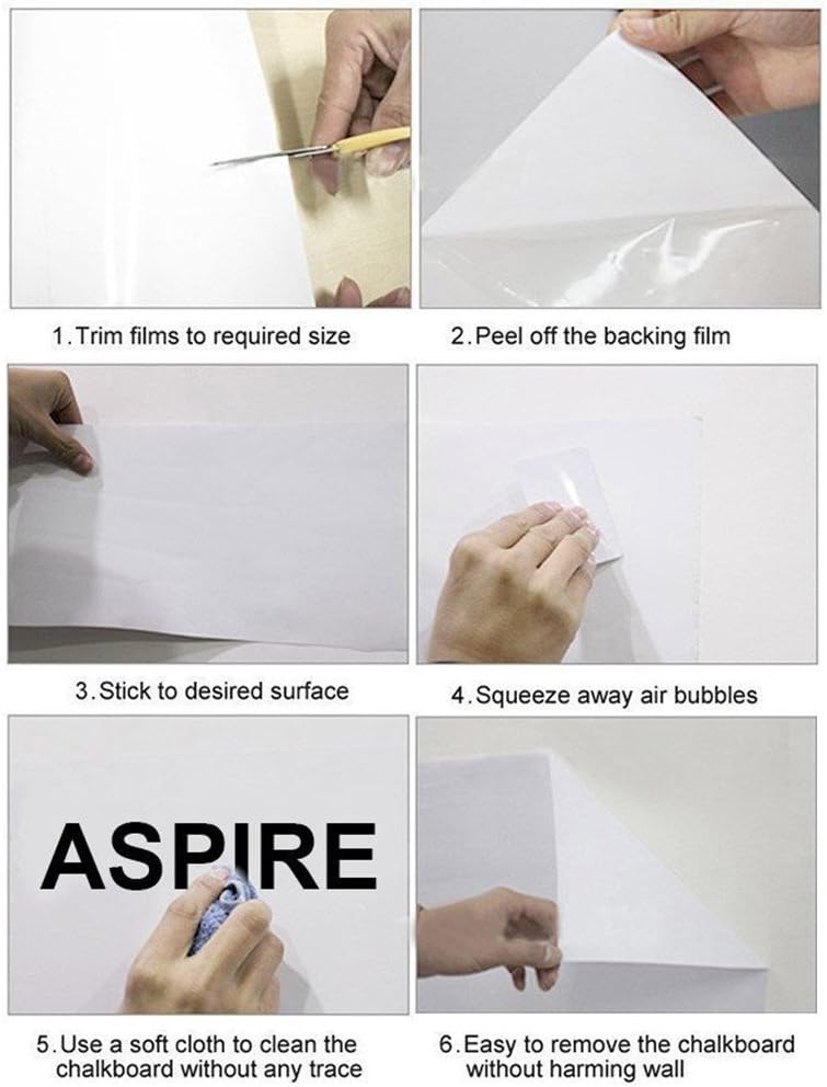 Dry Erase Whiteboard Sticker Wall Decal, Self-adhesive White Board Peel Stick Paper for School, Office, Home, Kids Drawing with 1 Water Pen (78.7" x 17.7") : Office Products